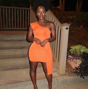Orange One Shoulder Dress